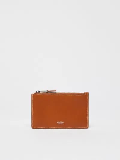 Max Mara Leather Card Holder In Brown