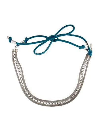 Pre-owned Max Mara Leather Chain-link Accents Chain-link Belt In Blue
