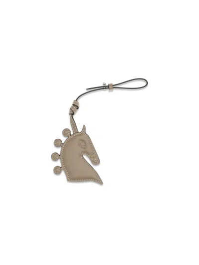 Max Mara Leather Charm Key Case In Taupe