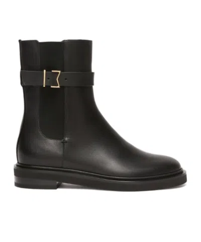 Max Mara Leather Chelsea Boots In Black