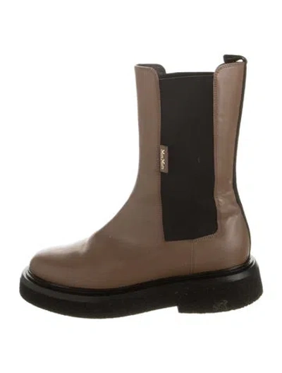 Pre-owned Max Mara Leather Chelsea Boots In Brown