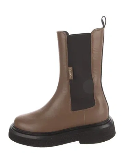 Pre-owned Max Mara Leather Chelsea Boots W/ Tags In Multi