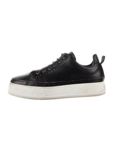 Pre-owned Max Mara Leather Chunky Sneakers In Black