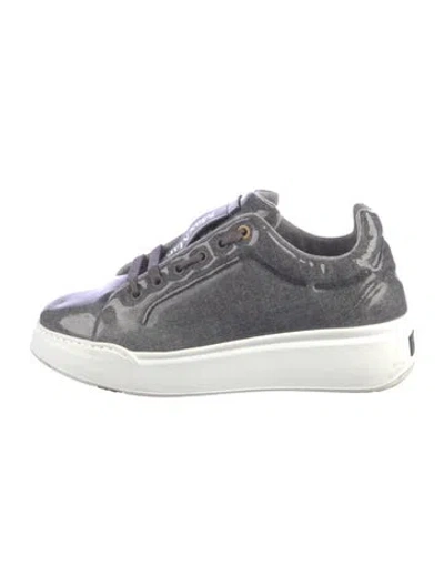 Pre-owned Max Mara Leather Chunky Sneakers In Grey