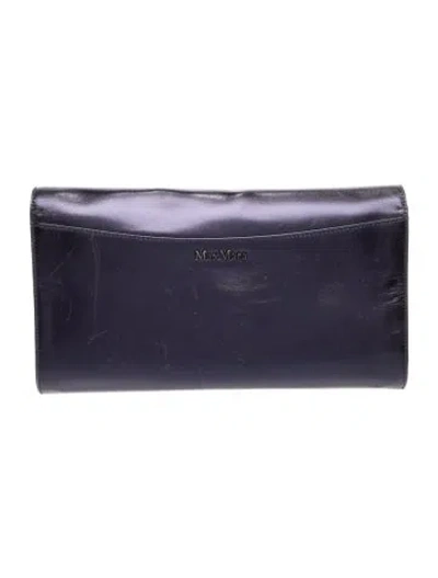 Pre-owned Max Mara Leather Clutch In Blue