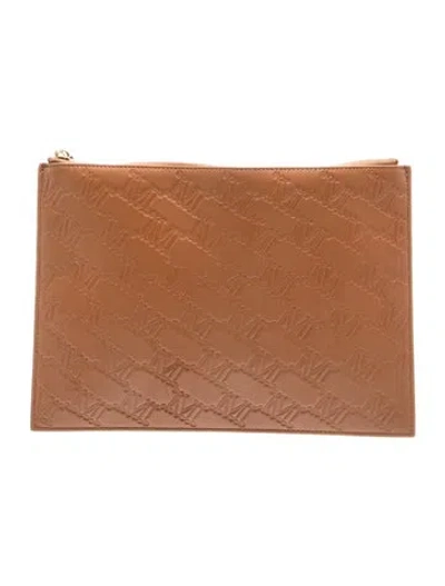 Pre-owned Max Mara Leather Clutch In Brown