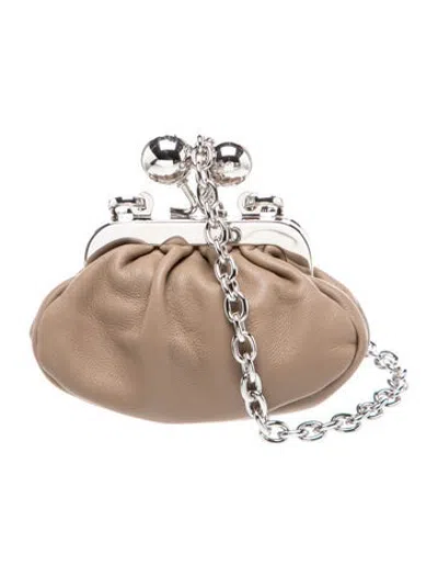 Pre-owned Max Mara Leather Clutch W/ Tags In Neutrals