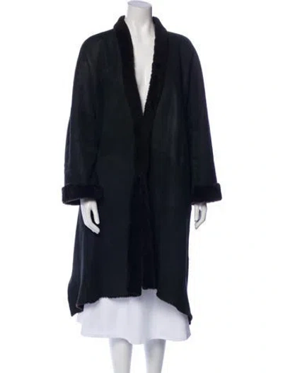 Pre-owned Max Mara Leather Coat In Blue