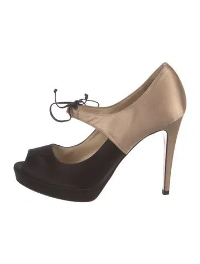 Pre-owned Max Mara Leather Colorblock Pattern Pumps In Black