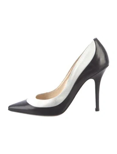 Pre-owned Max Mara Leather Colorblock Pattern Pumps In Black