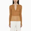 MAX MARA LEATHER-COLOURED RIBBED SILK JERSEY