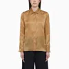 MAX MARA LEATHER-COLOURED SILK SHIRT