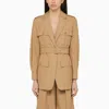 MAX MARA MAX MARA LEATHER-COLOURED SINGLE-BREASTED JACKET IN COTTON