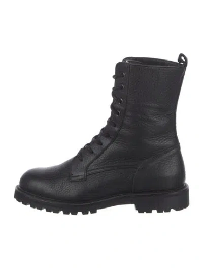 Pre-owned Max Mara Leather Combat Boots In Black