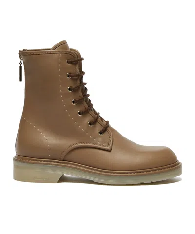 Max Mara Leather Combat Boots In Brown