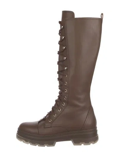 Pre-owned Max Mara Leather Combat Boots In Brown