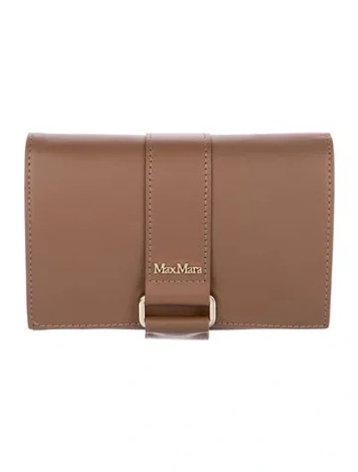 Pre-owned Max Mara Leather Compact Wallet In Brown