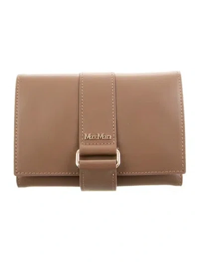Pre-owned Max Mara Leather Compact Wallet In Brown