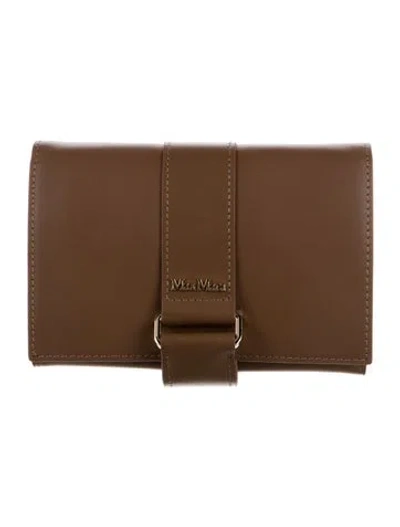 Pre-owned Max Mara Leather Compact Wallet W/ Tags In Brown