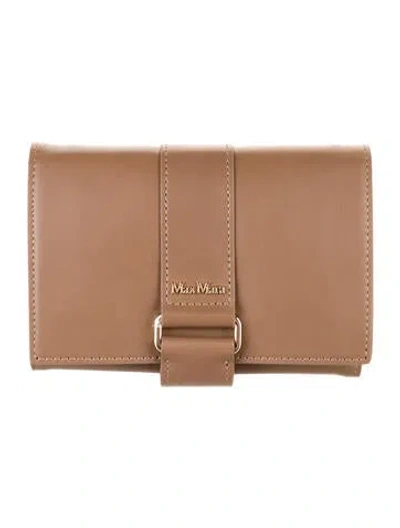 Pre-owned Max Mara Leather Continental Wallet In Brown
