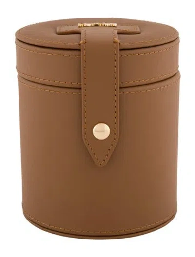 Pre-owned Max Mara Leather Cosmetic Bag In Brown