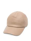 Max Mara Leather Debossed-logo Cap In Neutral