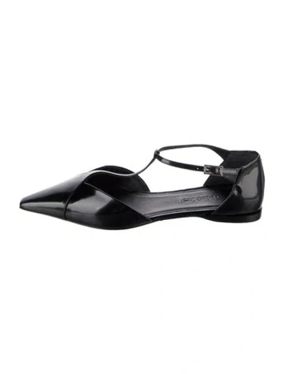 Pre-owned Max Mara Leather D'orsay Flats In Black