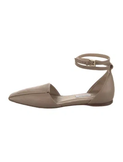 Pre-owned Max Mara Leather D'orsay Flats In Neutrals
