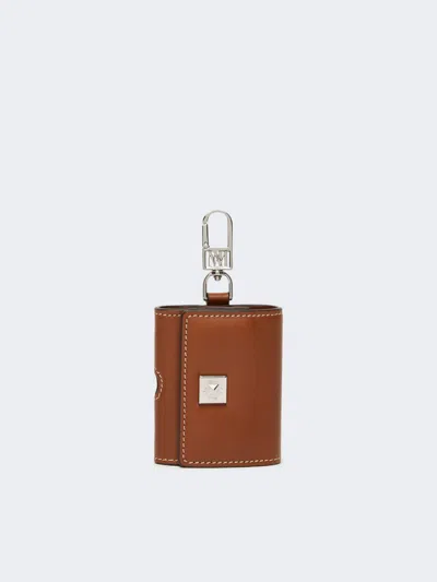 Max Mara Leather Earphone Pouch In Amber Brown