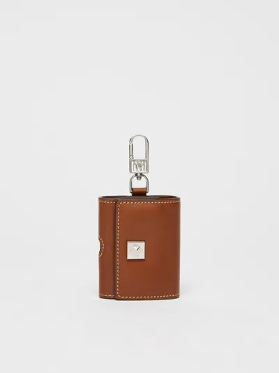 Max Mara Leather Earphone Pouch In Brown