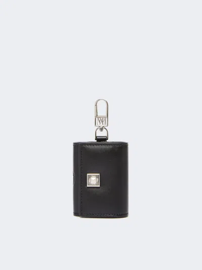 Max Mara Leather Earphone Pouch In Black