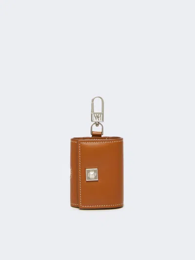 Max Mara Leather Earphone Pouch In Rust