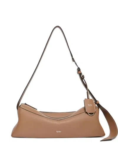 Max Mara Leather East West Shoulder Bag In Brown