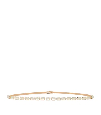 Max Mara Leather Embellished Belt In Pink