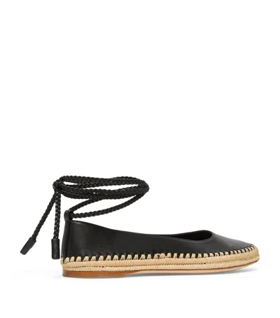Max Mara Leather Espadrilles In Black