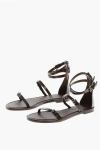 Max Mara Leather Eveg Gladiator Sandals With Buckle And Zip In Brown