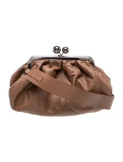 Pre-owned Max Mara Leather Evening Bag In Brown