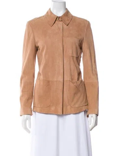 Pre-owned Max Mara Leather Evening Jacket In Neutral