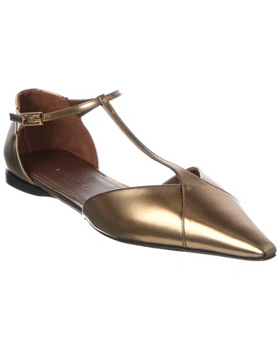 Max Mara Leather Flat In Gold