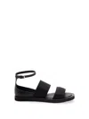 Max Mara Flat Sandals In Leather And Elasticated Webbing In Black