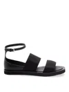 Max Mara Flat Sandals In Leather And Elasticated Webbing In Black
