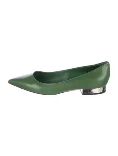 Pre-owned Max Mara Leather Flats In Green