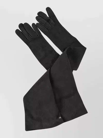 Max Mara Leather Gloves In Black