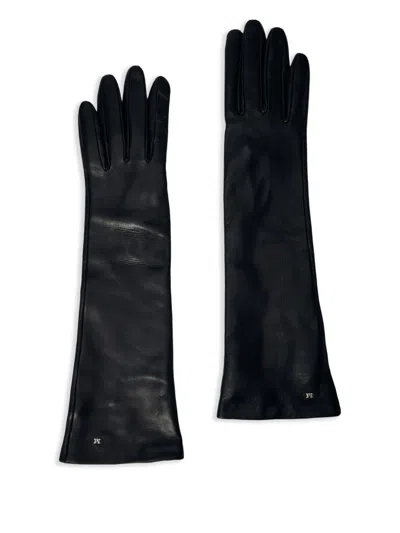 Max Mara Leather Gloves In Black