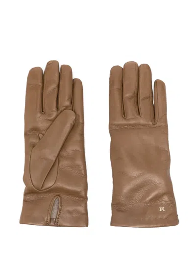 Max Mara Leather Gloves In Brown