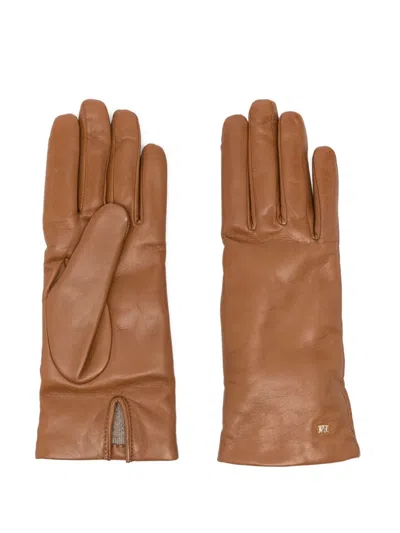 Max Mara Leather Gloves In Brown