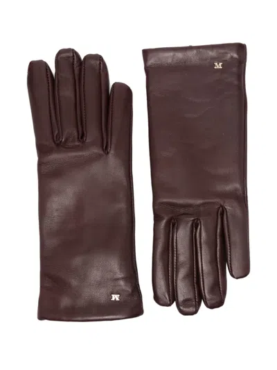 Max Mara Leather Gloves In Brown