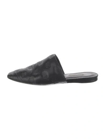Pre-owned Max Mara Leather Graphic Print Mules In Black