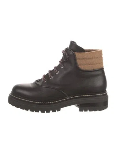 Pre-owned Max Mara Leather Hiking Boots In Brown