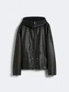 Max Mara Leather Hoodie In Black
